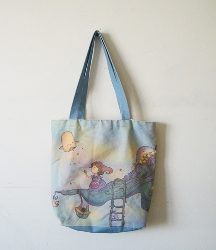 月亮小女孩帆布袋、廠家定制棉布袋